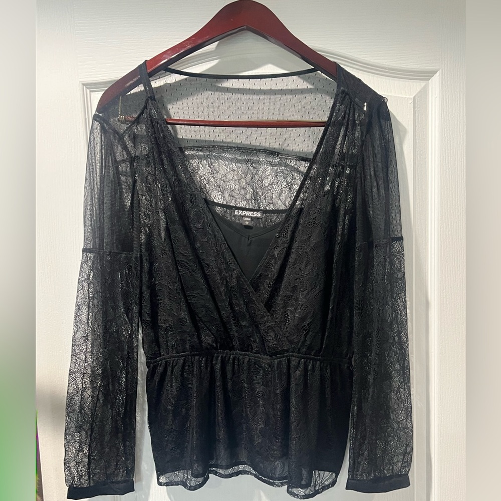 Express Black Lace Wrap Top